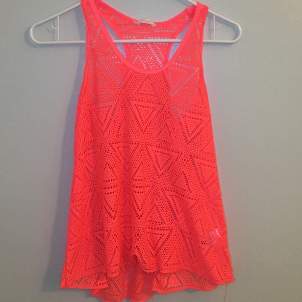 See Through Bright Pink Tank Top